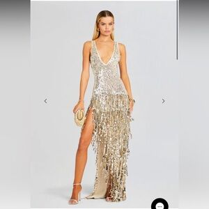 Retrofete LIBRA SEQUIN FRINGE CROCHET DRESS